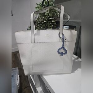 Kate Spade Patrice Tote Optic White Blue Spade Charm Heart Purse Large